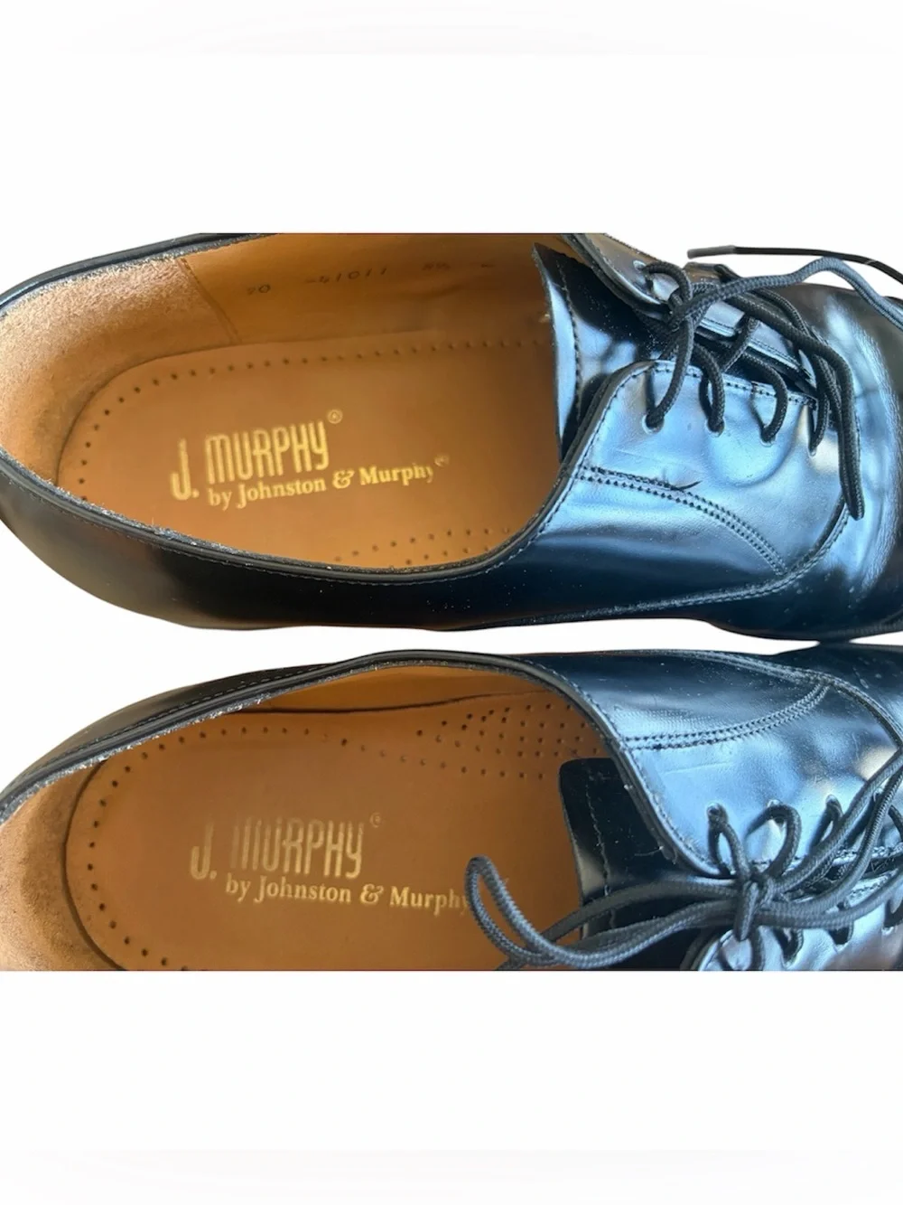 Johnston & Murphy Black Leather Whitman Cap-Toe Oxfords Size 8 1/2 W